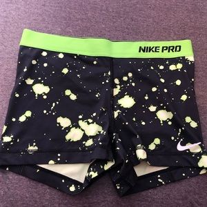 Nike Pro black and green shorts